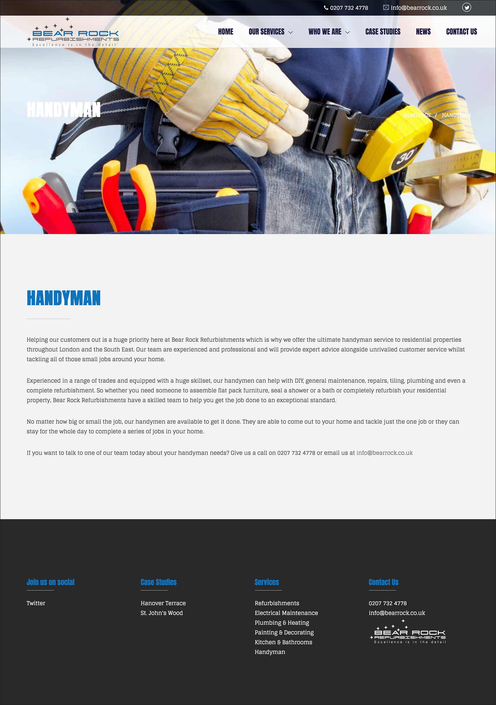 Website design - Bear Rock Refurbishments